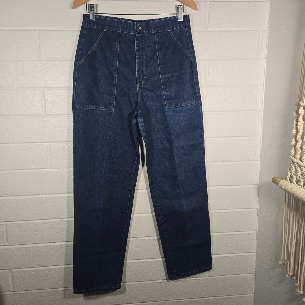Vtg Sears High Rise‎ Trouser Pocket Jeans 12 Dark Wash Denim USA 70s 80s Retro